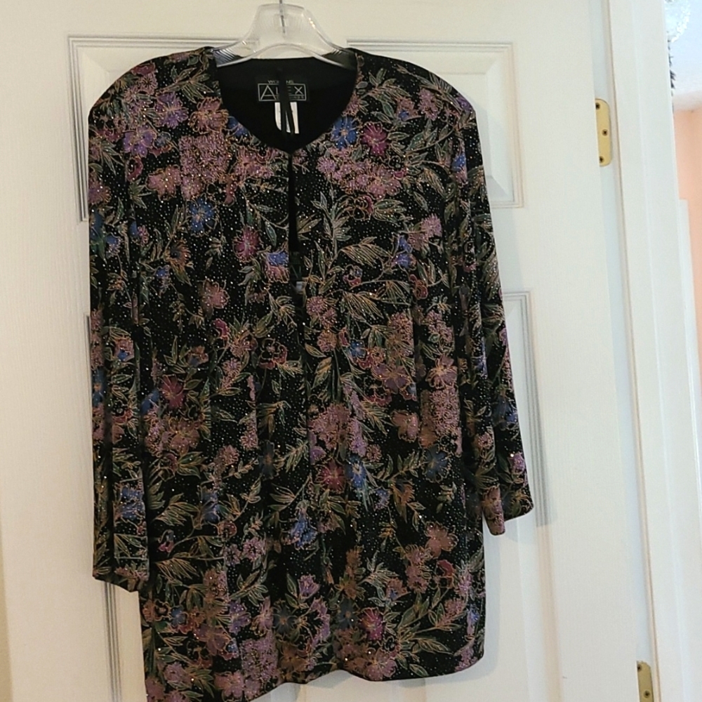 ALEX Evenings brand Women Evening Tank top with jacket.. 2x. Sparkle and shine.